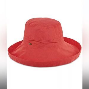 Scala Cotton Red Big Brim With Inner Drawstring One Size